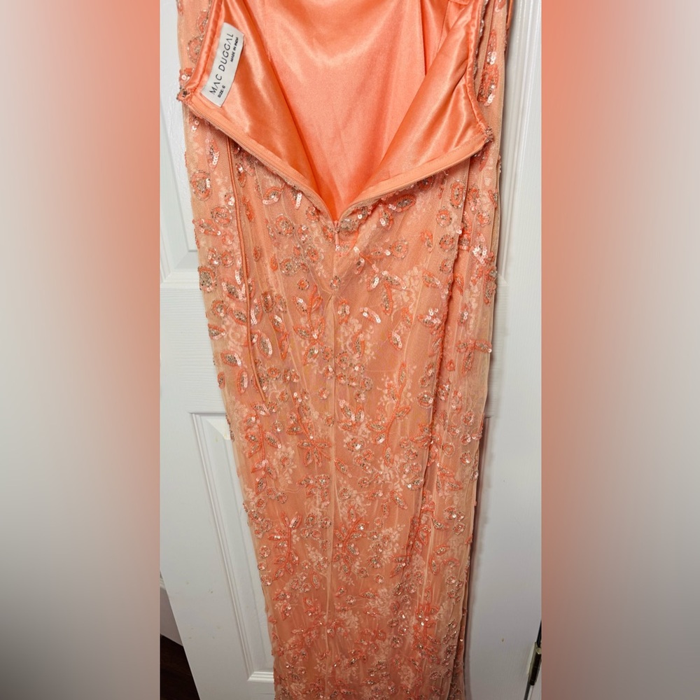 NWT MAC DUGGAL SZ 6 PEACH One Shoulder Embellished Gown #6084 - Picture 7 of 10